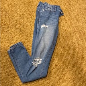 Medium Wash Holed Skinny Jeans